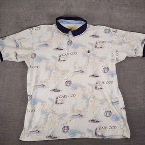 Duck Head Vintage Cape Cod Racing Polo Shirt Nautical Map Short Sleeve‎ Sz XL